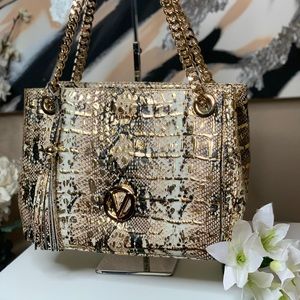 Valentino Luisa Leather Snakeskin Shoulder Handbag - Multi Color